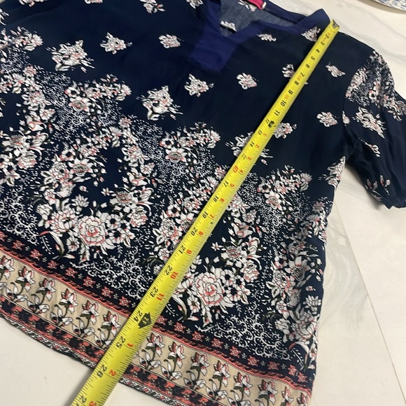 Universal Fashion Top Womens Small Blue White Boho Floral Pullover Blouse - Picture 6 of 10